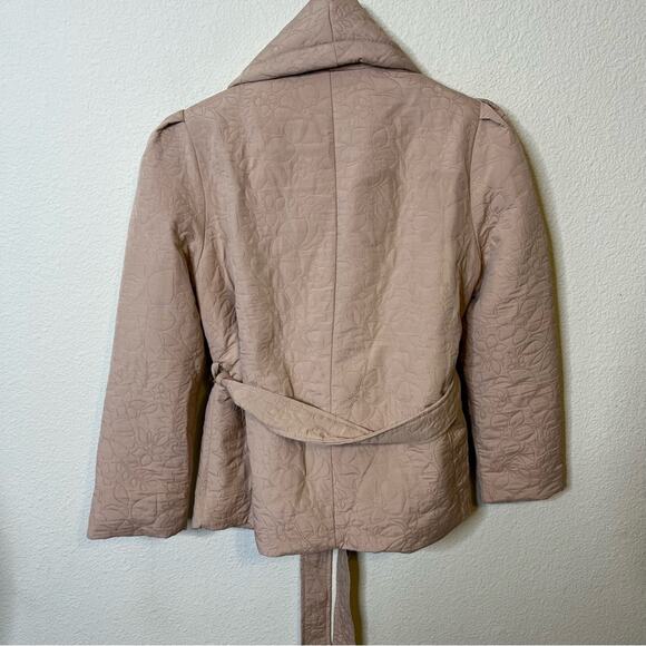 En Saison Peony Journee Jacket Pink Floral Embossed Jacket Coat Tie Waist Size S - Picture 7 of 9